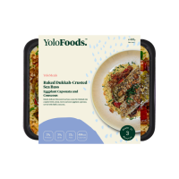 Baked Dukkah Seabass with Cauliflower RIce, Eggplant Caponata & Broccoli (HP) - REGULAR (370g)